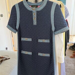 Chanel Blue Denim-Trimmed Top